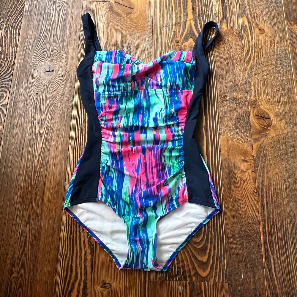 Funkita Ladies Swimsuit Brush Strokes Ruched One Piece Size 34 $110
